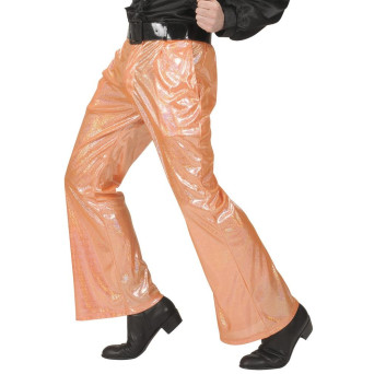 Pantalón Holográfico de Campana de color Naranja para Adulto