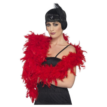 Boa de Plumas Deluxe de color Rojo de 180 Centímetros y 80 Gramos