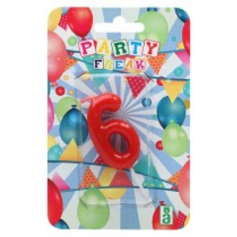 Vela de Cumpleaños Número 6 de 9 x 14 x 2 Centímetros de color Rojo
