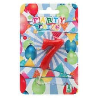 Vela de Cumpleaños Número 7 de 9 x 14 x 2 Centímetros de color Rojo