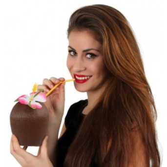 Vaso de Coco de 10 x 11 Centímetros con Flor