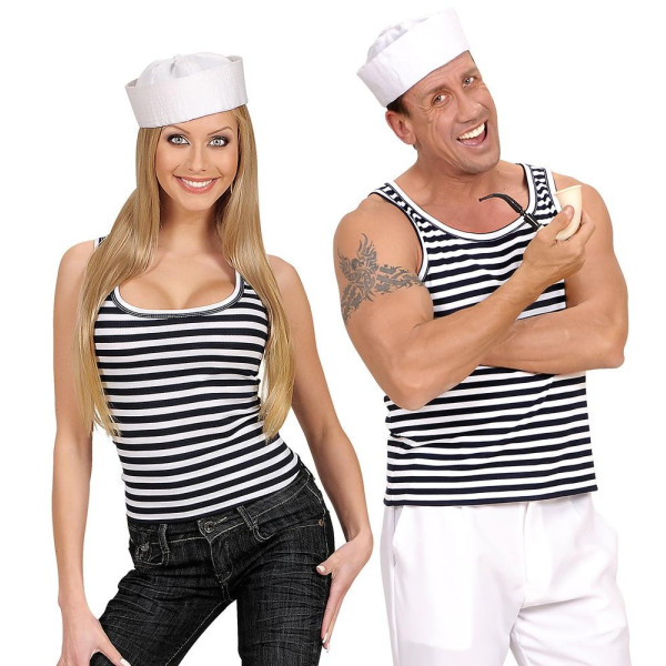 Camiseta sin Mangas de Marinero con Rayas para Adulto