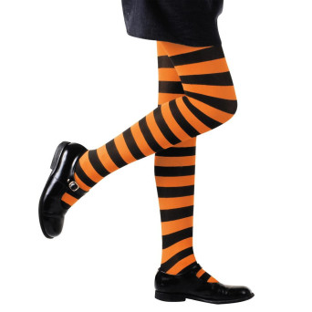 Medias de Rayas de color Naranja y Negro de 70 DEN Infantil
