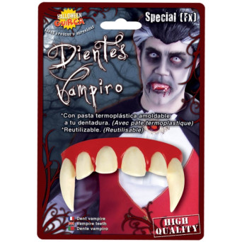 Dientes de Vampiro con Pasta Termoplástica Amoldable para Adulto