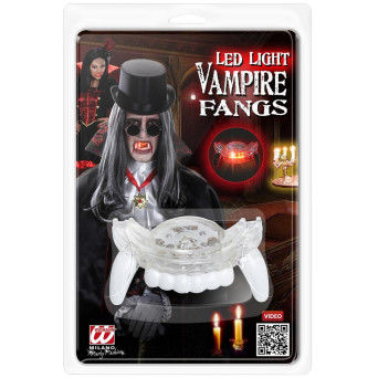 Dientes de Vampiro con Luz Led de color Rosa para Adulto
