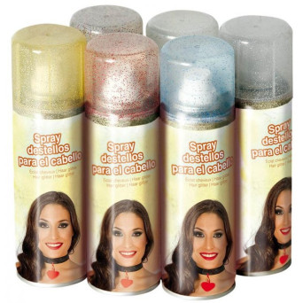 Spray con Purpurina de 125 Mililitros Varios Colores para Cabello