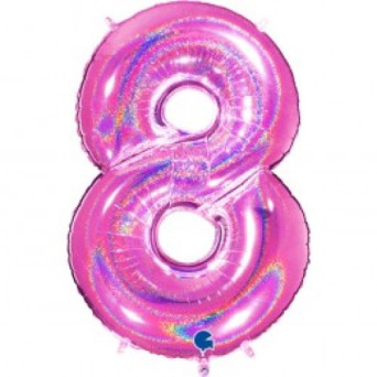 Globo Foil de Número 8 de 102 Centímetros de color Rosa
