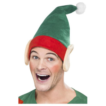 Gorro de Elfo de color Verde con Orejas para Adulto