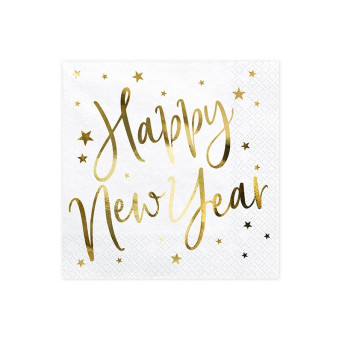 Servilleta de Happy New Year 20 Unidades de 33 x 33 Centímetros de color Blanco