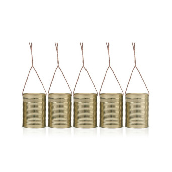 Lata Decorativa 5 Unidades de color Oro de 10 x 7 Centímetros