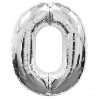 Globo Foil de Número 0 de 86 Centímetros de color Plata