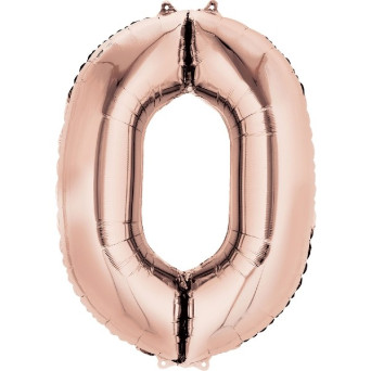 Globo Foil de Número 0 de 86 Centímetros de color Oro Rosa