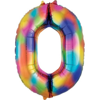 Globo Foil de Número 0 de 66 x 88 Centímetros Multicolor