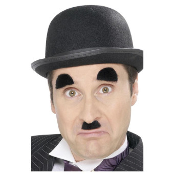 Bigote y Cejas Negro de Chaplin Autoadhesivos para Adulto