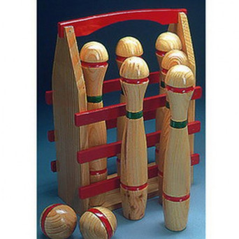 Juego de 6 Bolos de Madera de 35 Centímetros