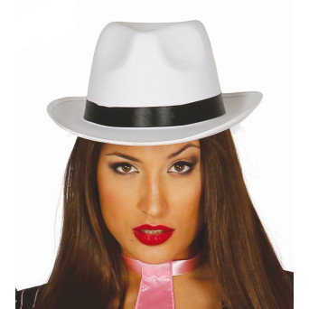 Sombrero de Gangster de color Blanco para Adulto