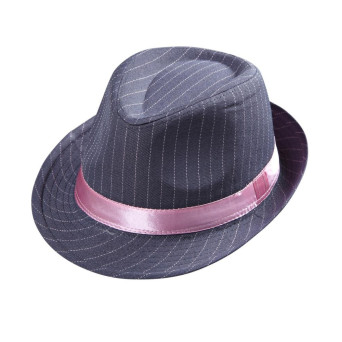 Sombrero Fedora de color Gris con Rayas de color Rosa para Adulto