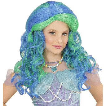 Peluca Turquesa y Esmeralda de Sirena Infantil
